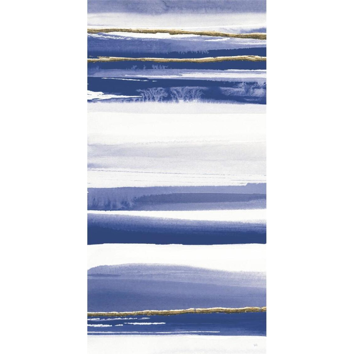 Gilded Grey III Indigo and White Crop -Paper Art-20&quotx38"