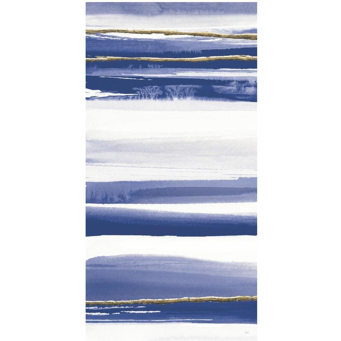 Gilded Grey III Indigo and White Crop -Paper Art-26&quotx50"