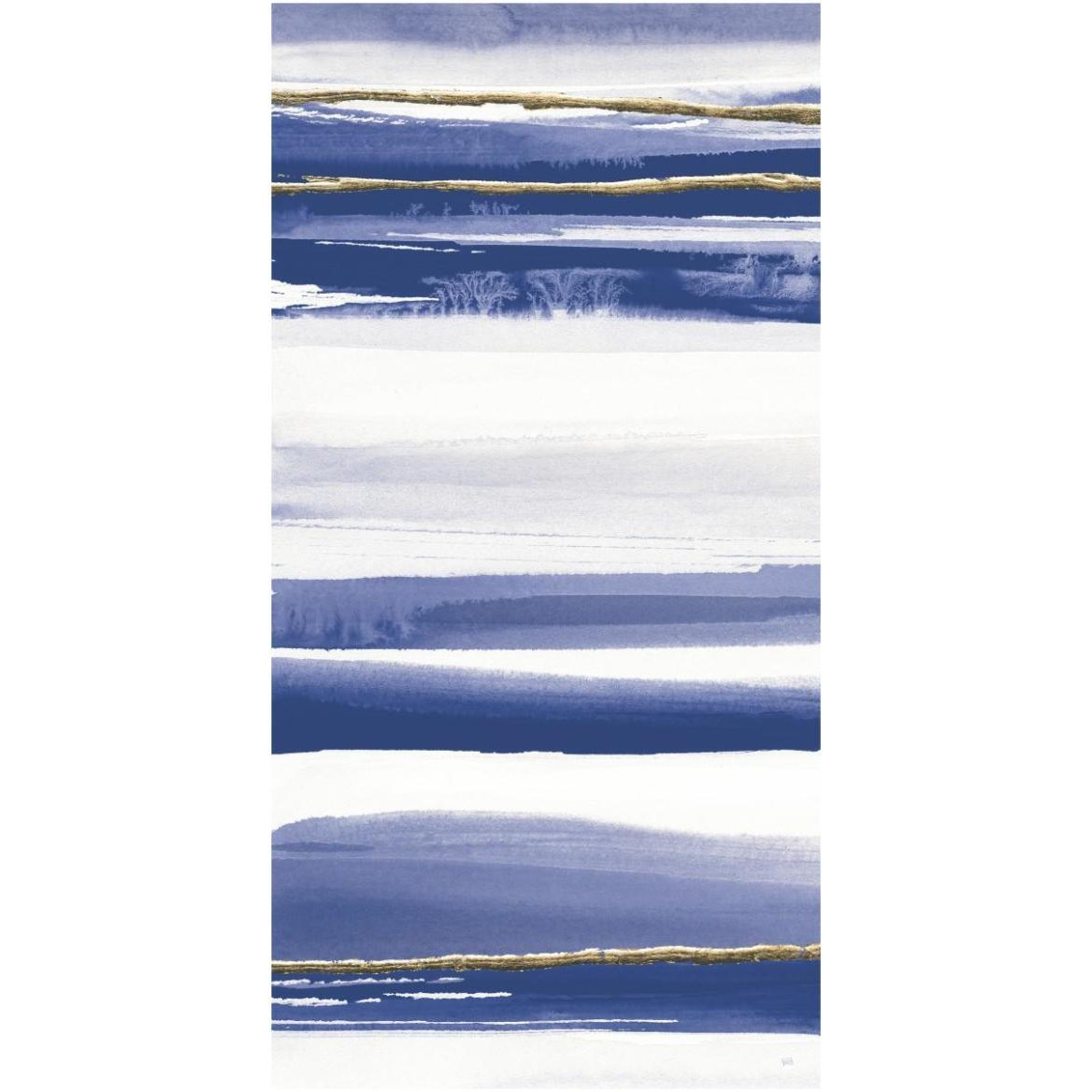 Gilded Grey III Indigo and White Crop -Paper Art-32&quotx62"