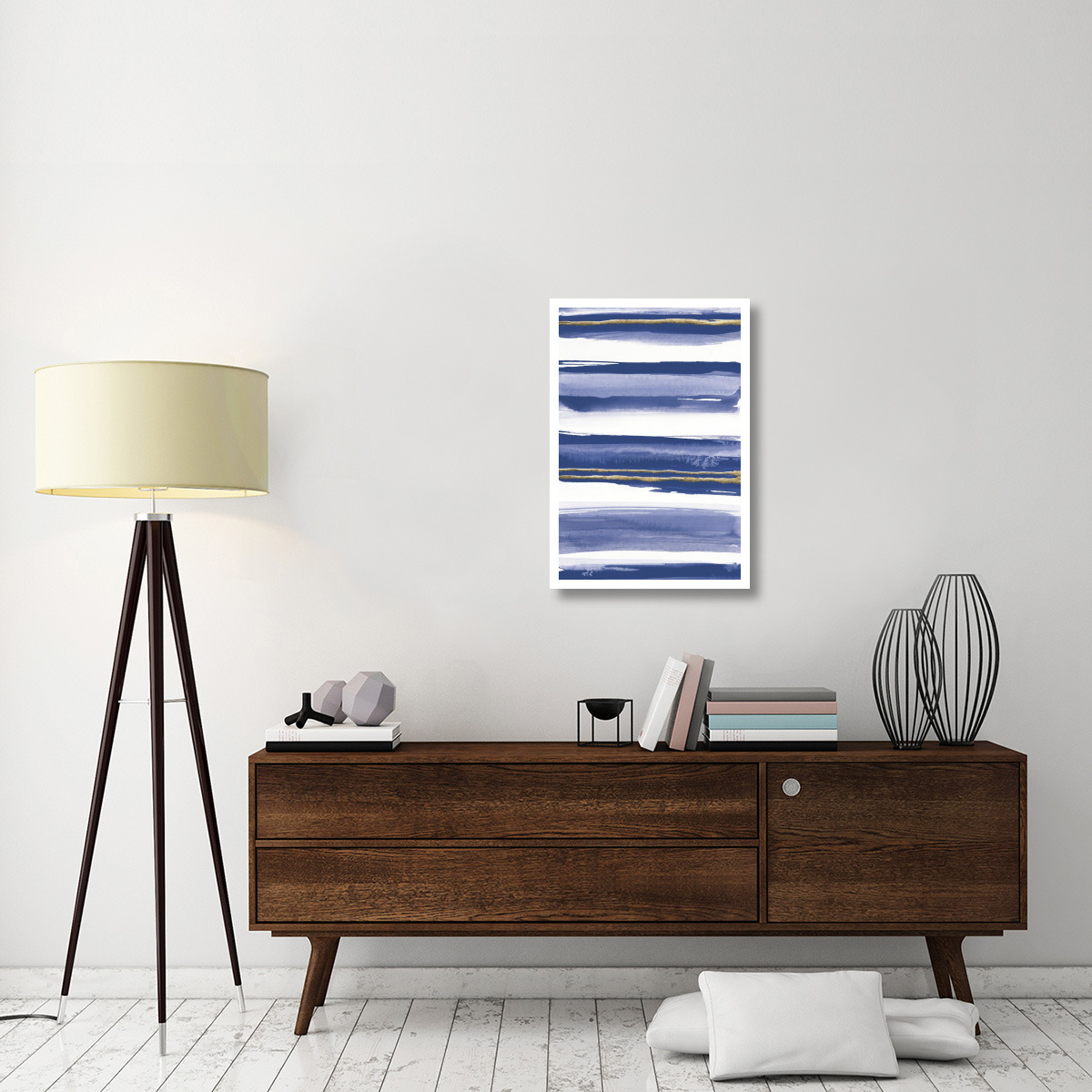 Gilded Grey IV Indigo and White -Paper Art-22&quotx32"