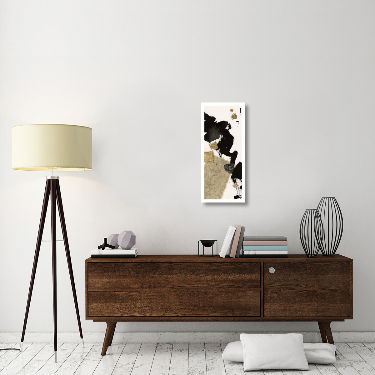 Gilded Collage I on White -Paper Art-14&quotx32"