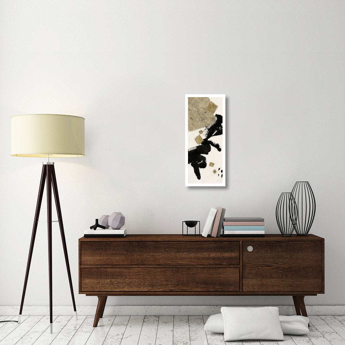 Gilded Collage I on White -Paper Art-14&quotx32"