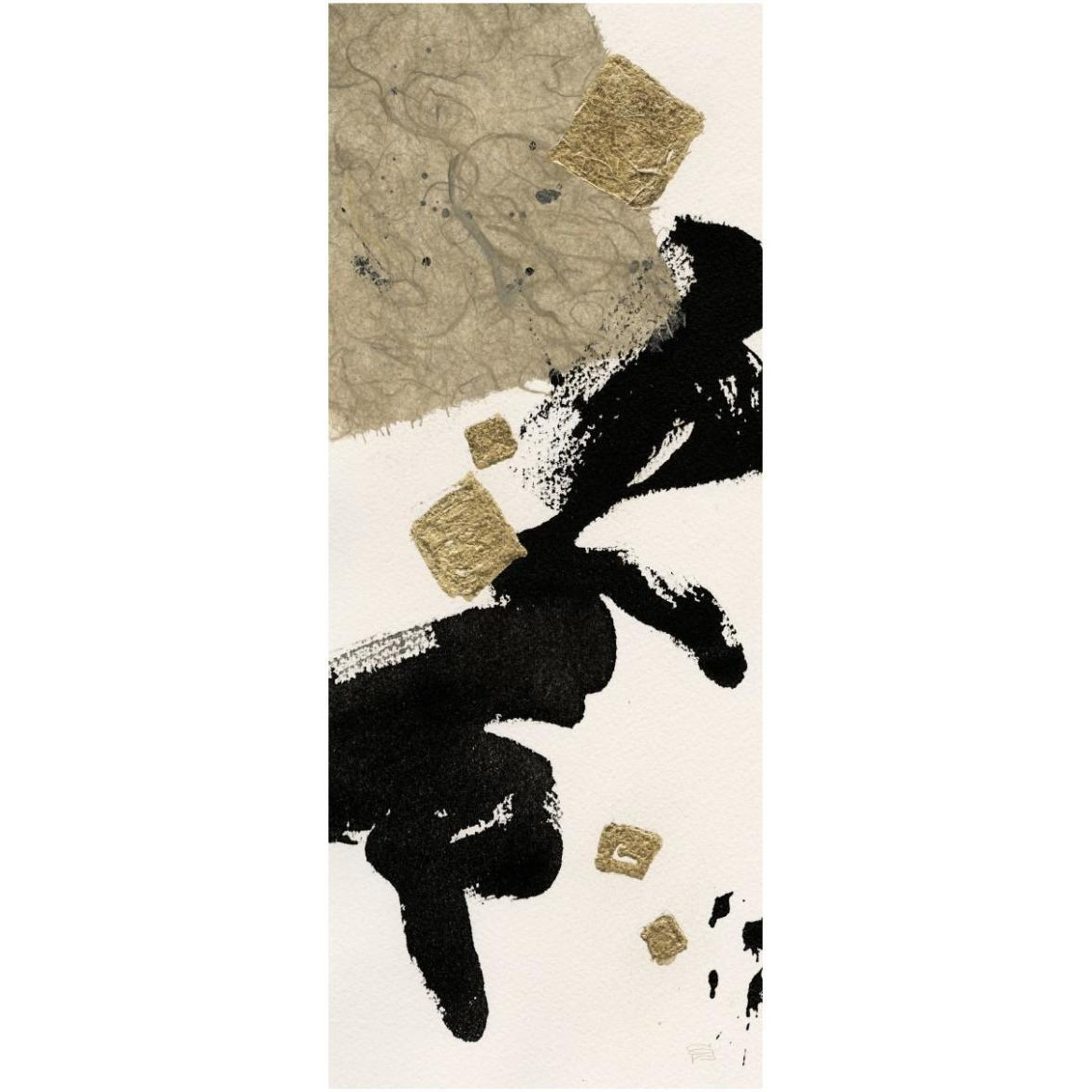 Gilded Collage I on White -Paper Art-26&quotx62"