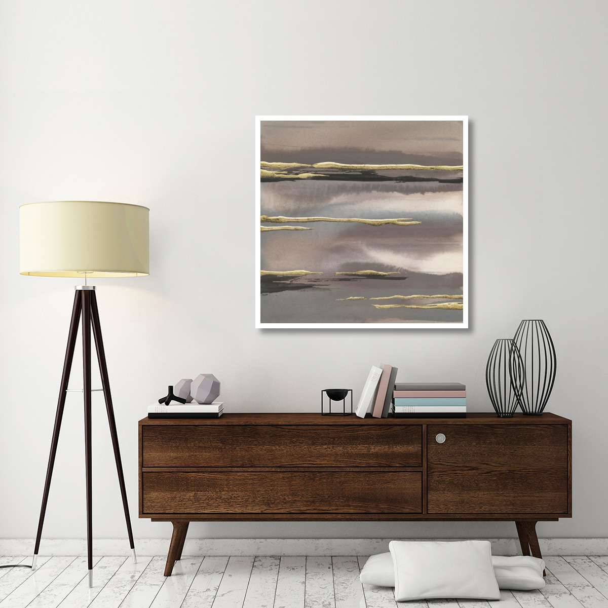 Gilded Morning Fog I Gold -Paper Art-42&quotx42"