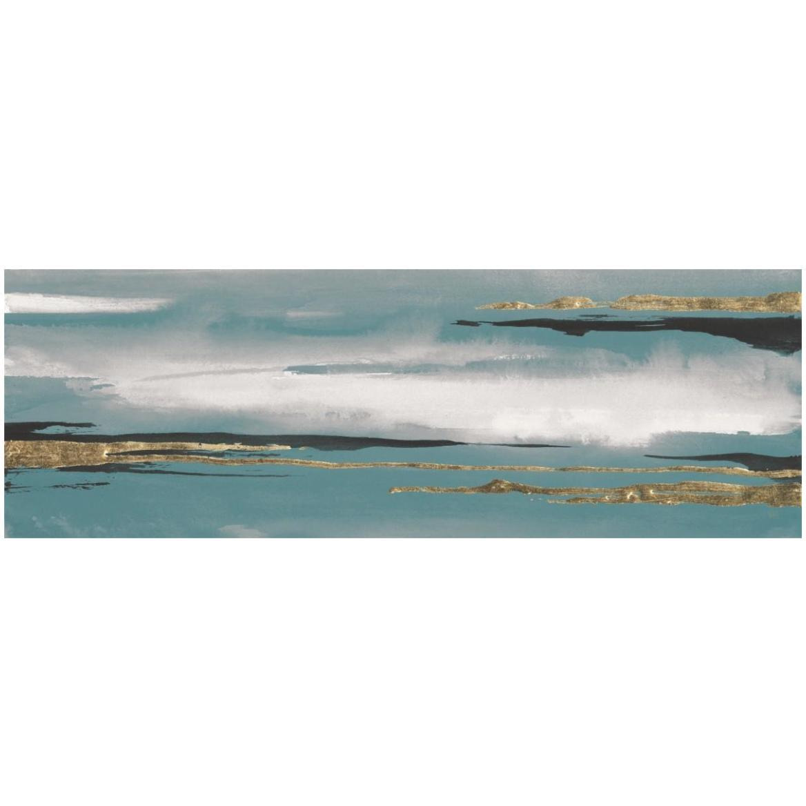 Gilded Storm I Teal Grey Crop -Paper Art-56&quotx20"