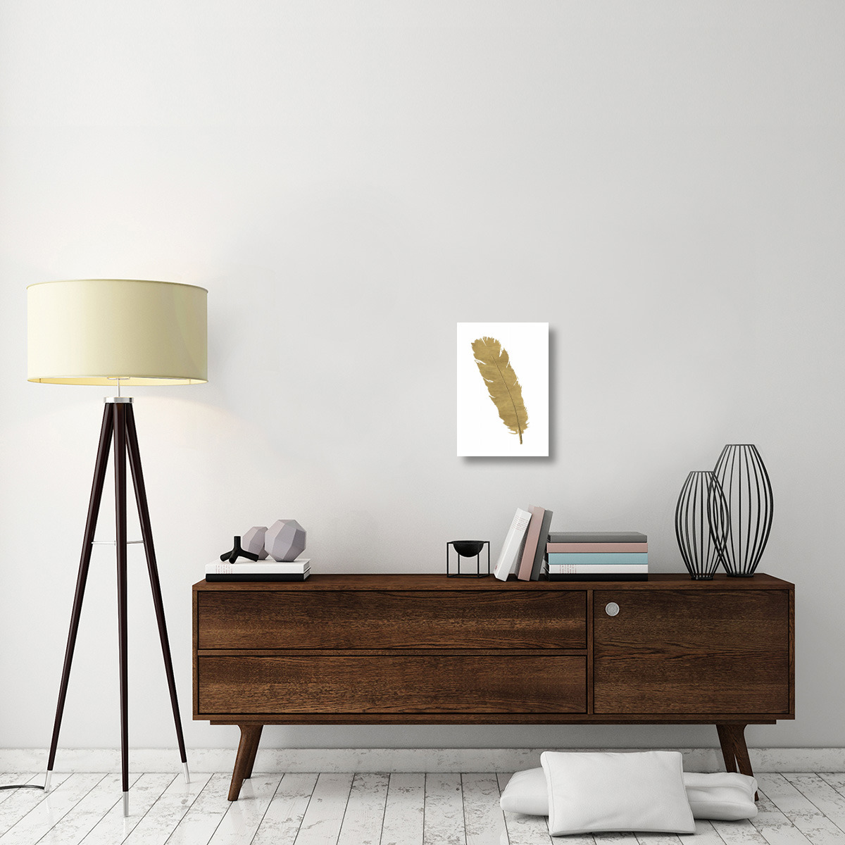 Pure Gold Feather V -Paper Art-14&quotx20"