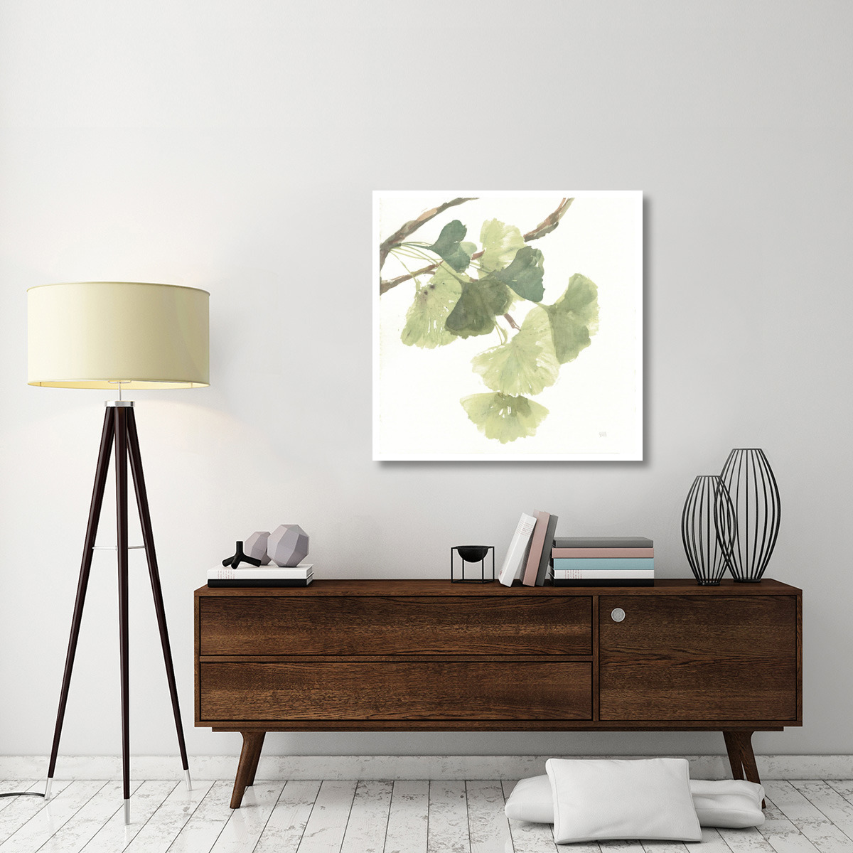 Gingko Leaves I on White -Paper Art-38&quotx38"