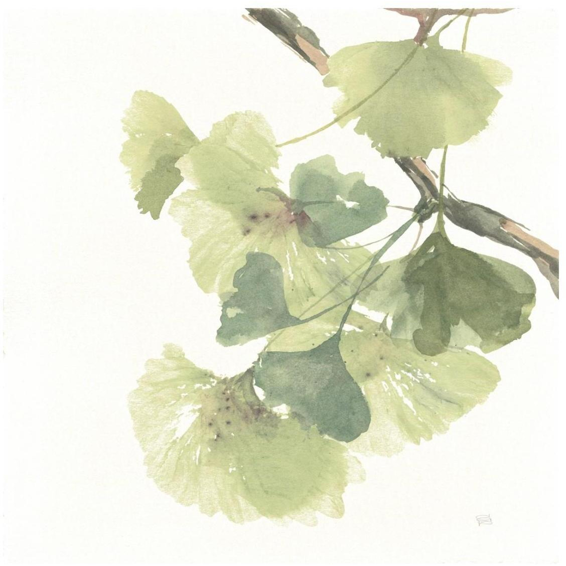 Gingko Leaves II on White -Paper Art-26&quotx26"
