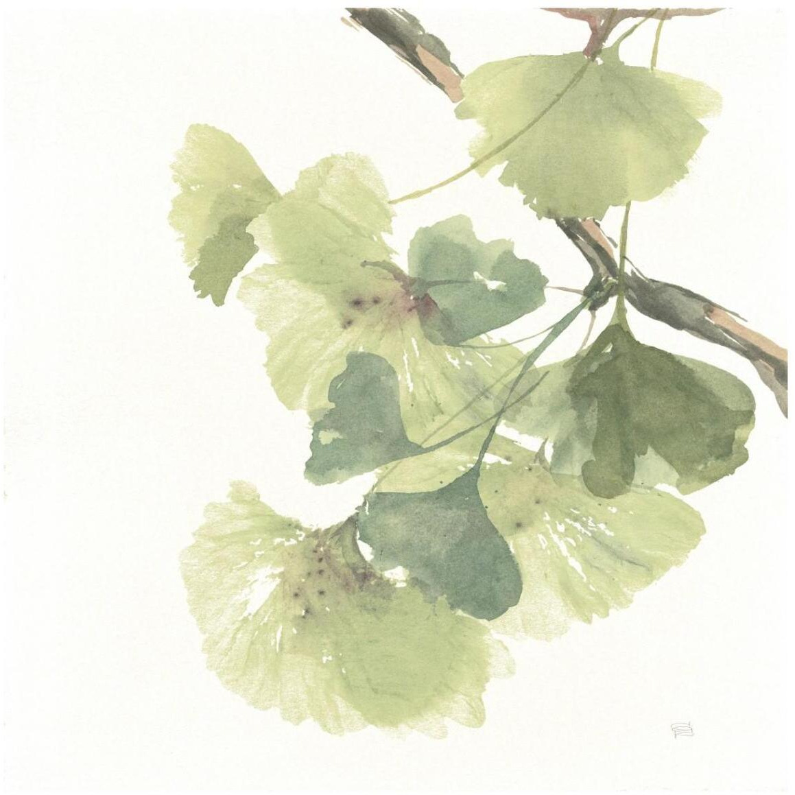 Gingko Leaves II on White -Paper Art-42&quotx42"