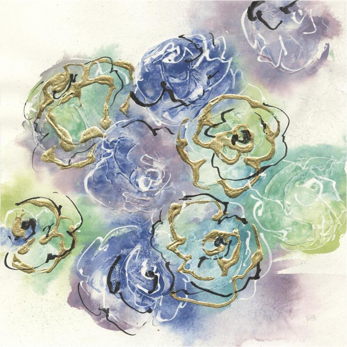 Gold Edged Roses I -Paper Art-38&quotx38"