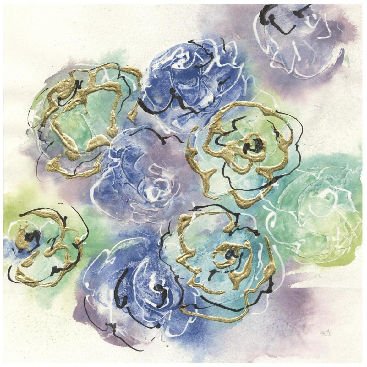 Gold Edged Roses I -Paper Art-42&quotx42"