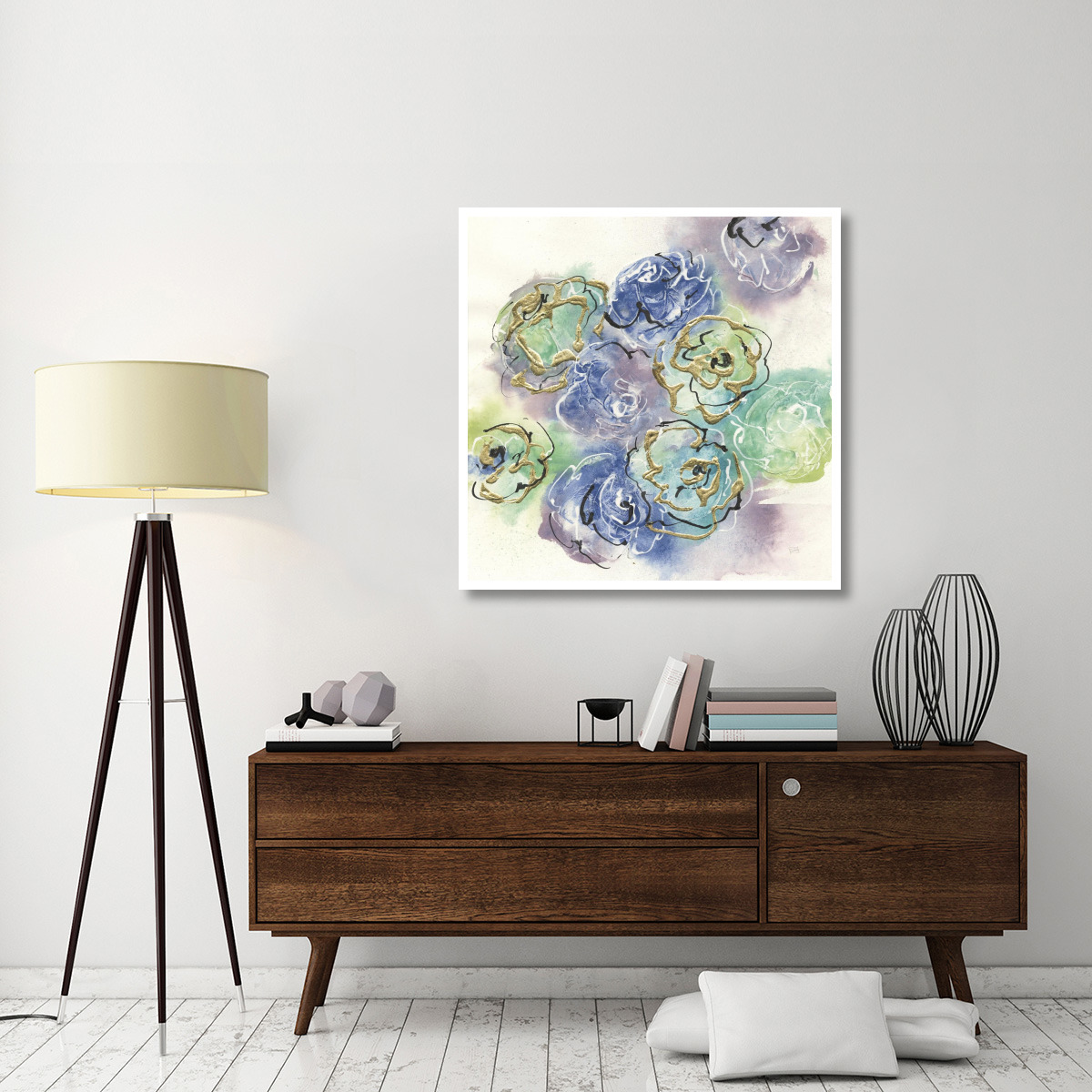 Gold Edged Roses I -Paper Art-42&quotx42"