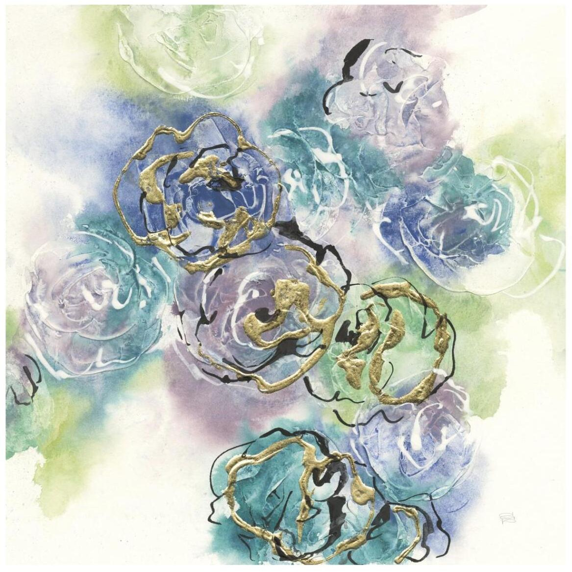 Gold Edged Roses II -Paper Art-42&quotx42"
