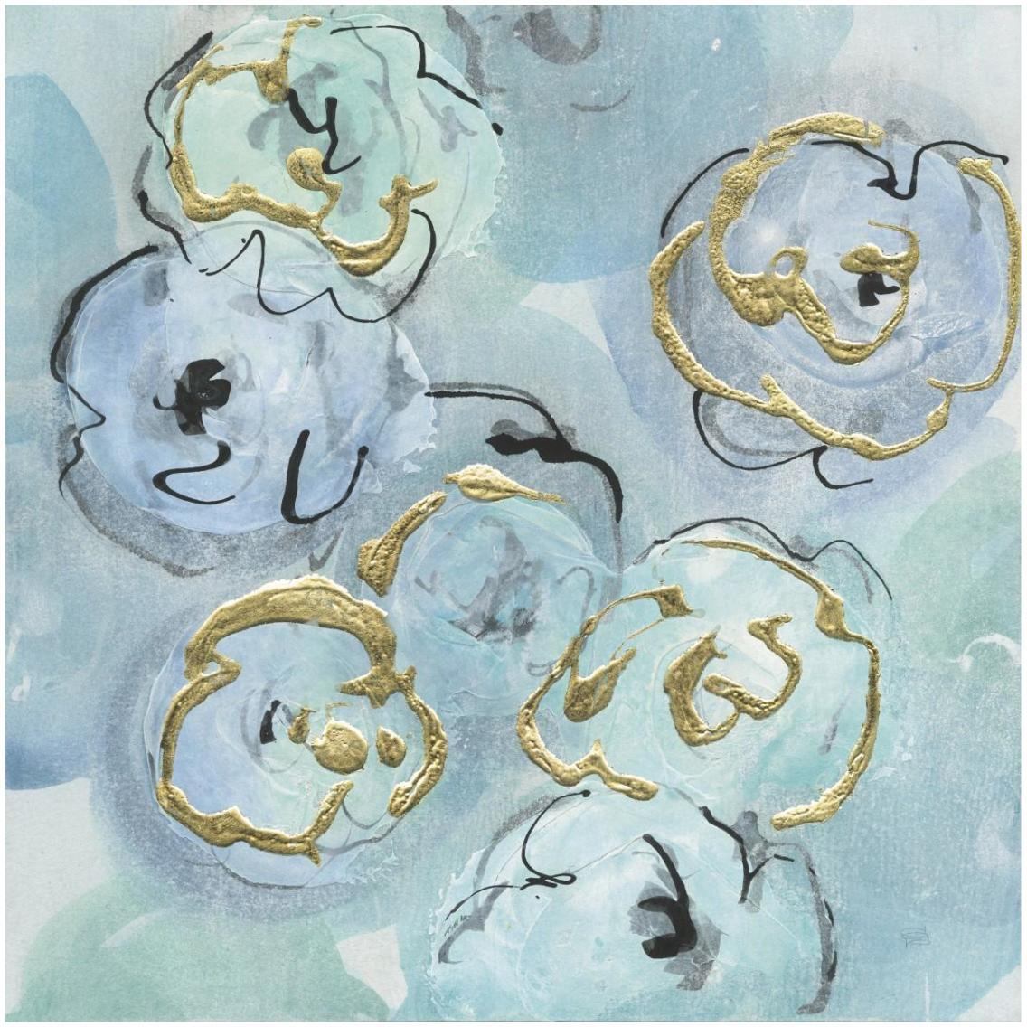 Gold Edged Teal I -Paper Art-32&quotx32"