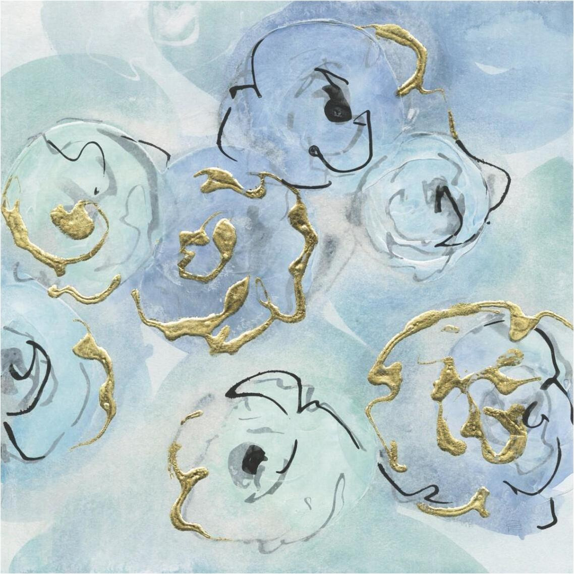 Gold Edged Teal II -Paper Art-38&quotx38"