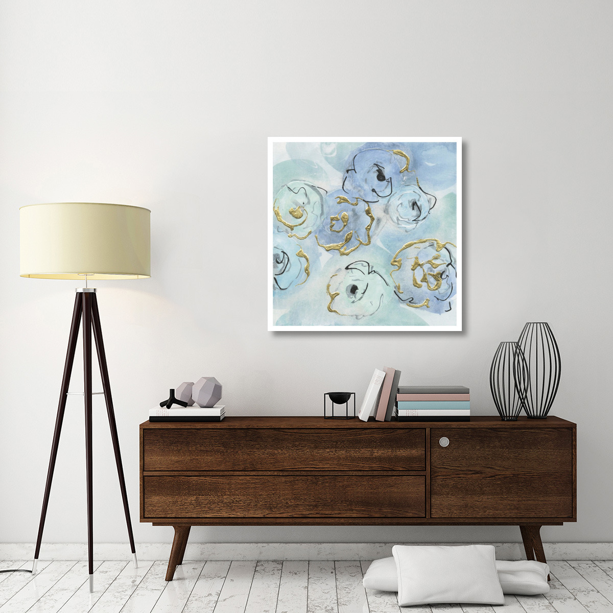 Gold Edged Teal II -Paper Art-38&quotx38"