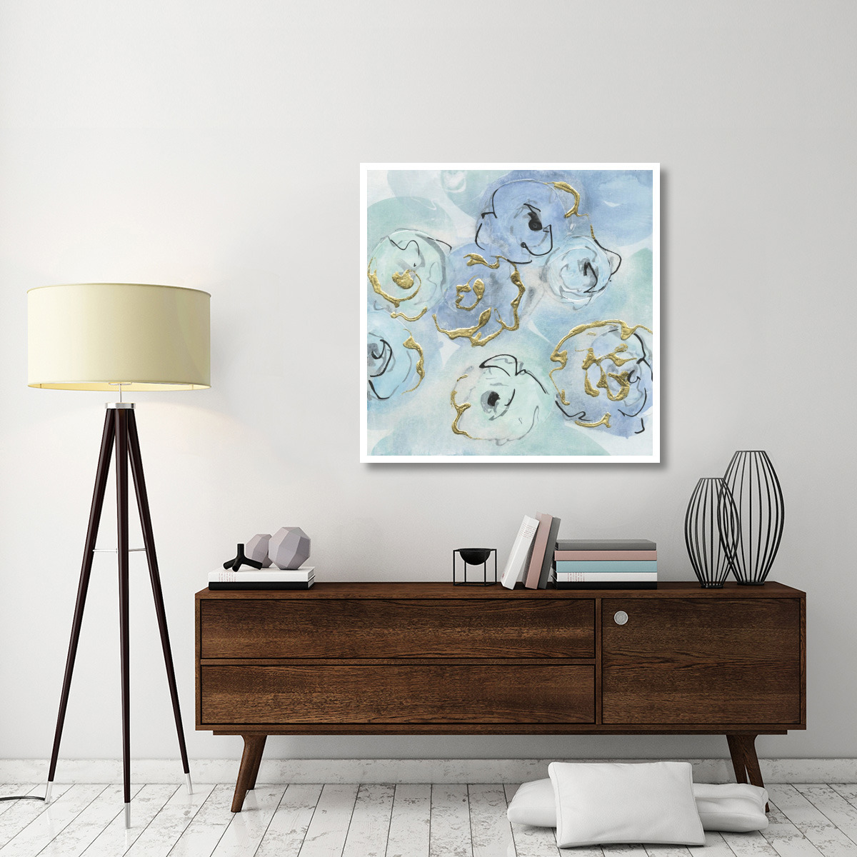 Gold Edged Teal II -Paper Art-42&quotx42"