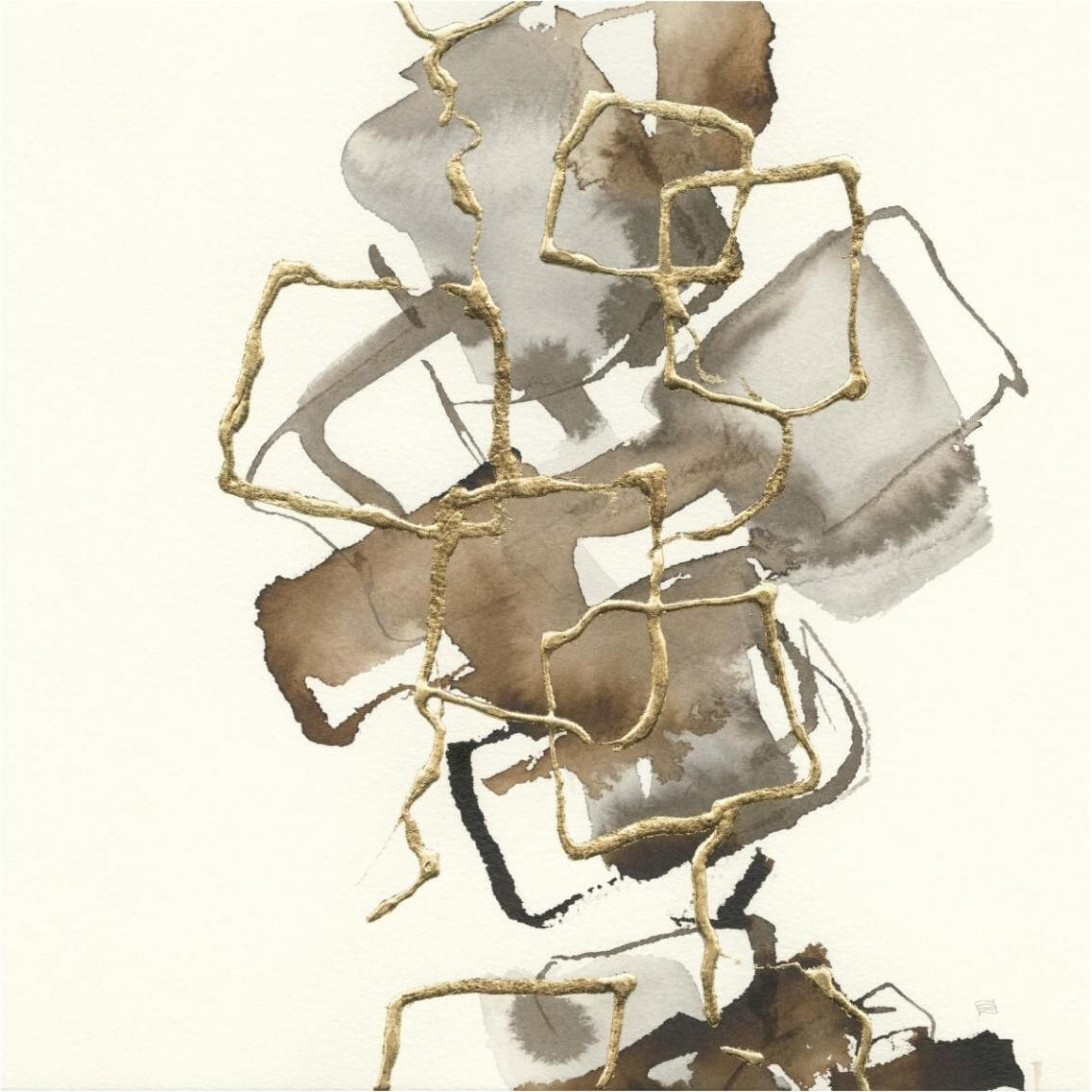 Gold Squares I -Paper Art-38&quotx38"