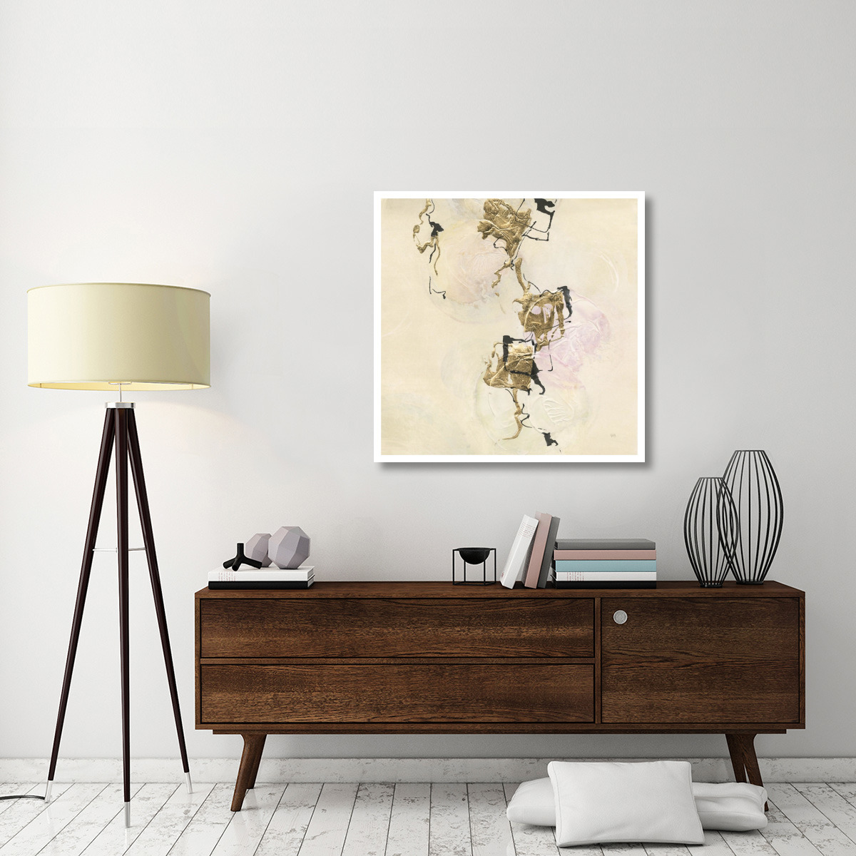 Gold Blocks on Pastel II -Paper Art-38&quotx38"