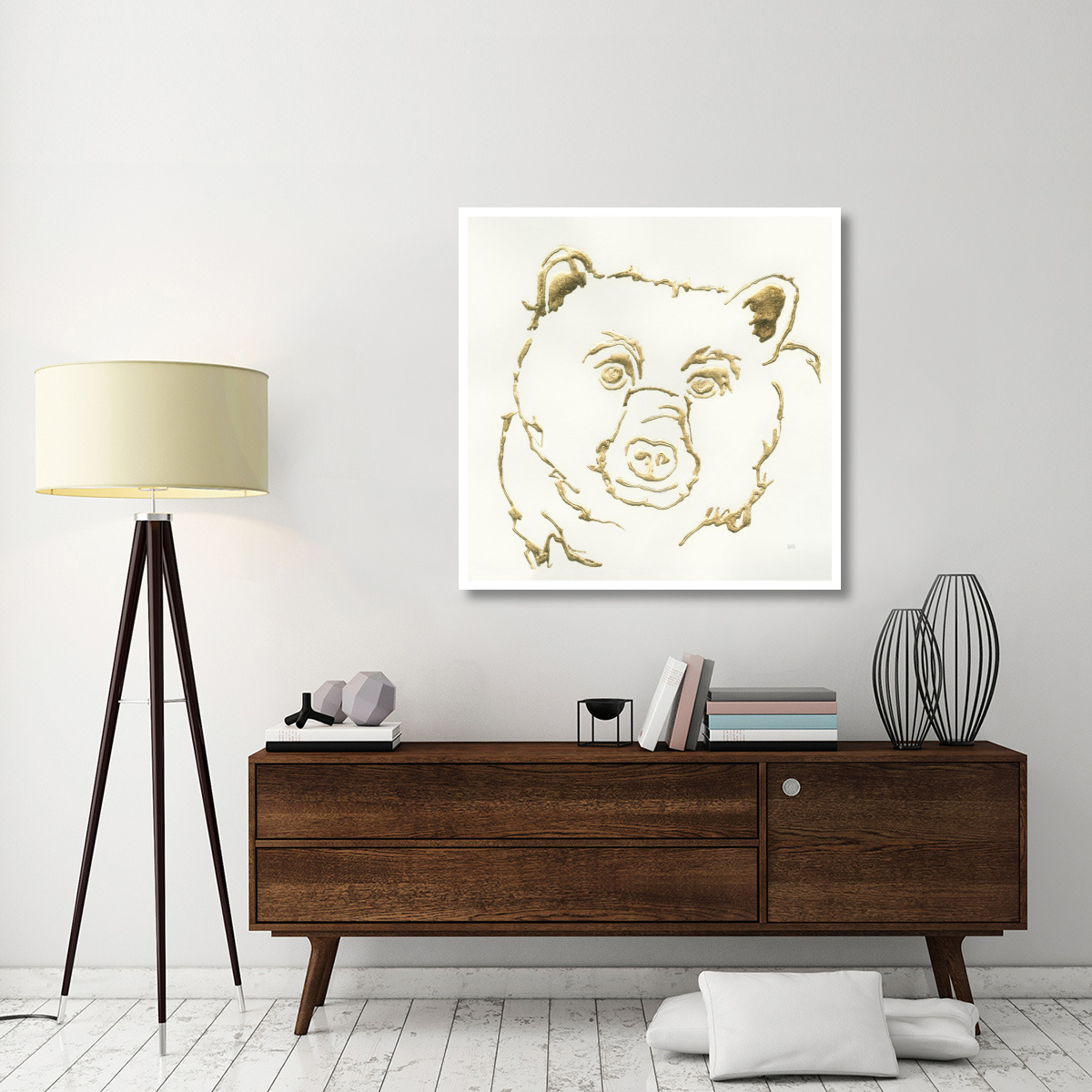 Gilded Black Bear -Paper Art-42&quotx42"