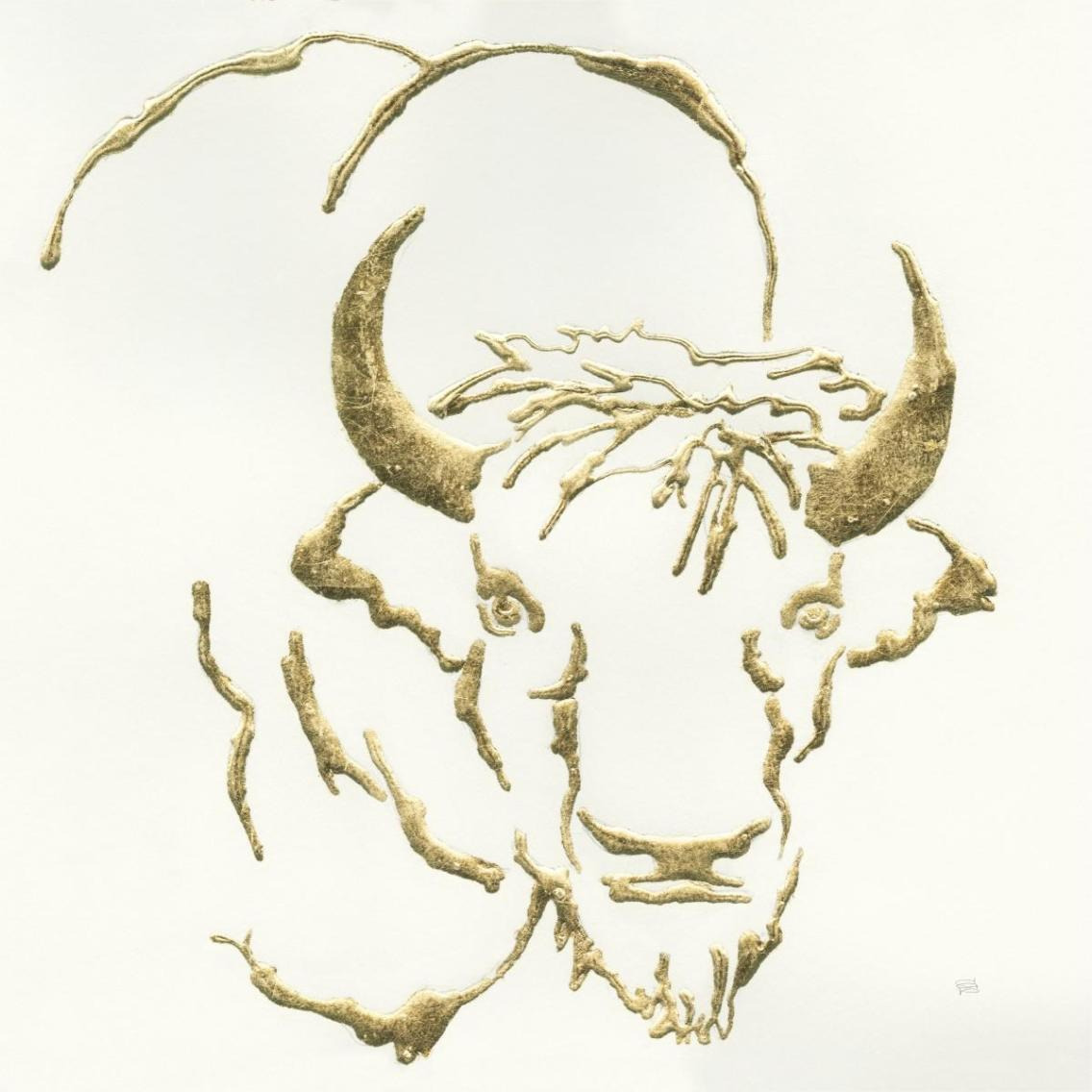 Gilded Bison -Paper Art-38&quotx38"