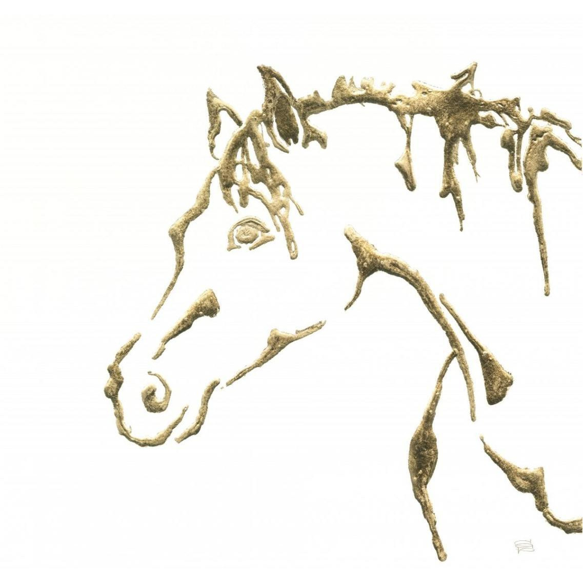 Gilded Cowpony on White -Paper Art-38&quotx38"