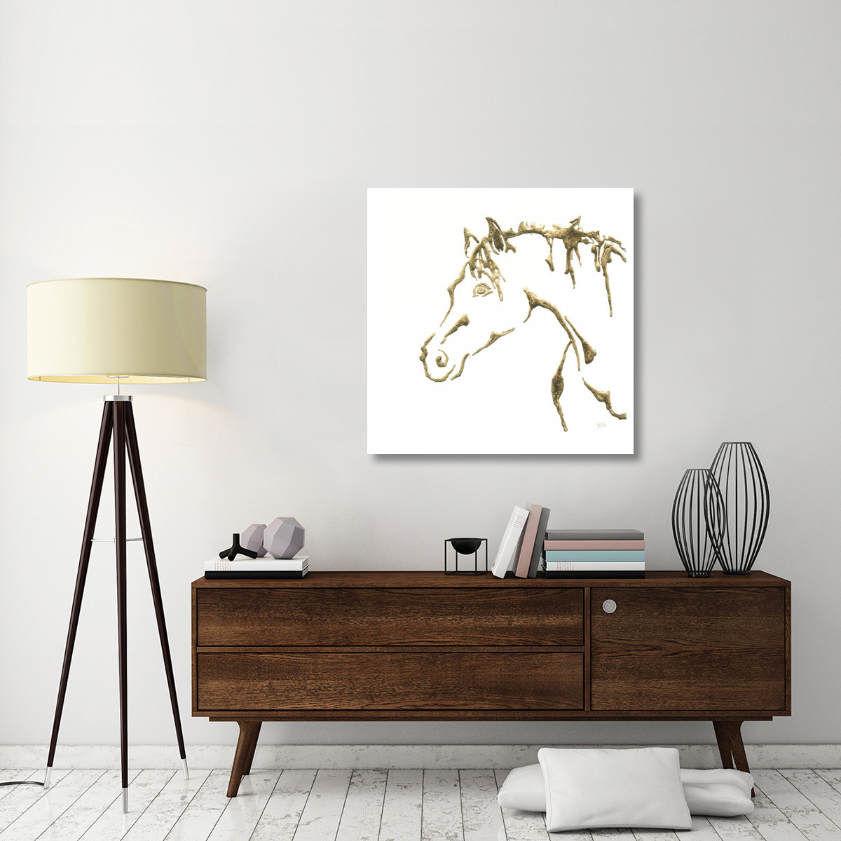 Gilded Cowpony on White -Paper Art-38&quotx38"