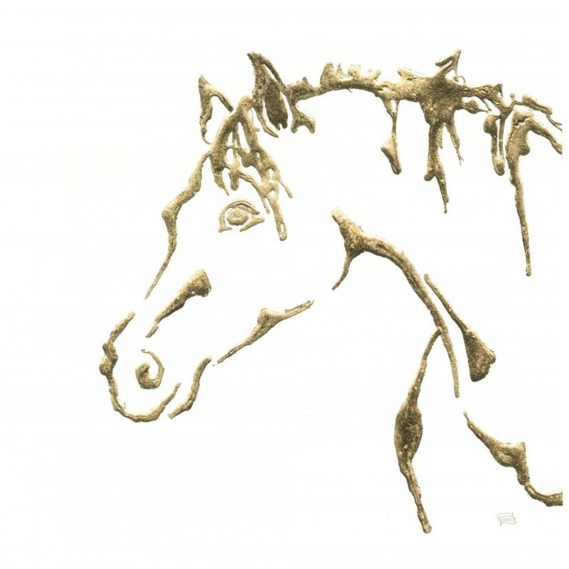 Gilded Cowpony on White -Paper Art-42&quotx42"