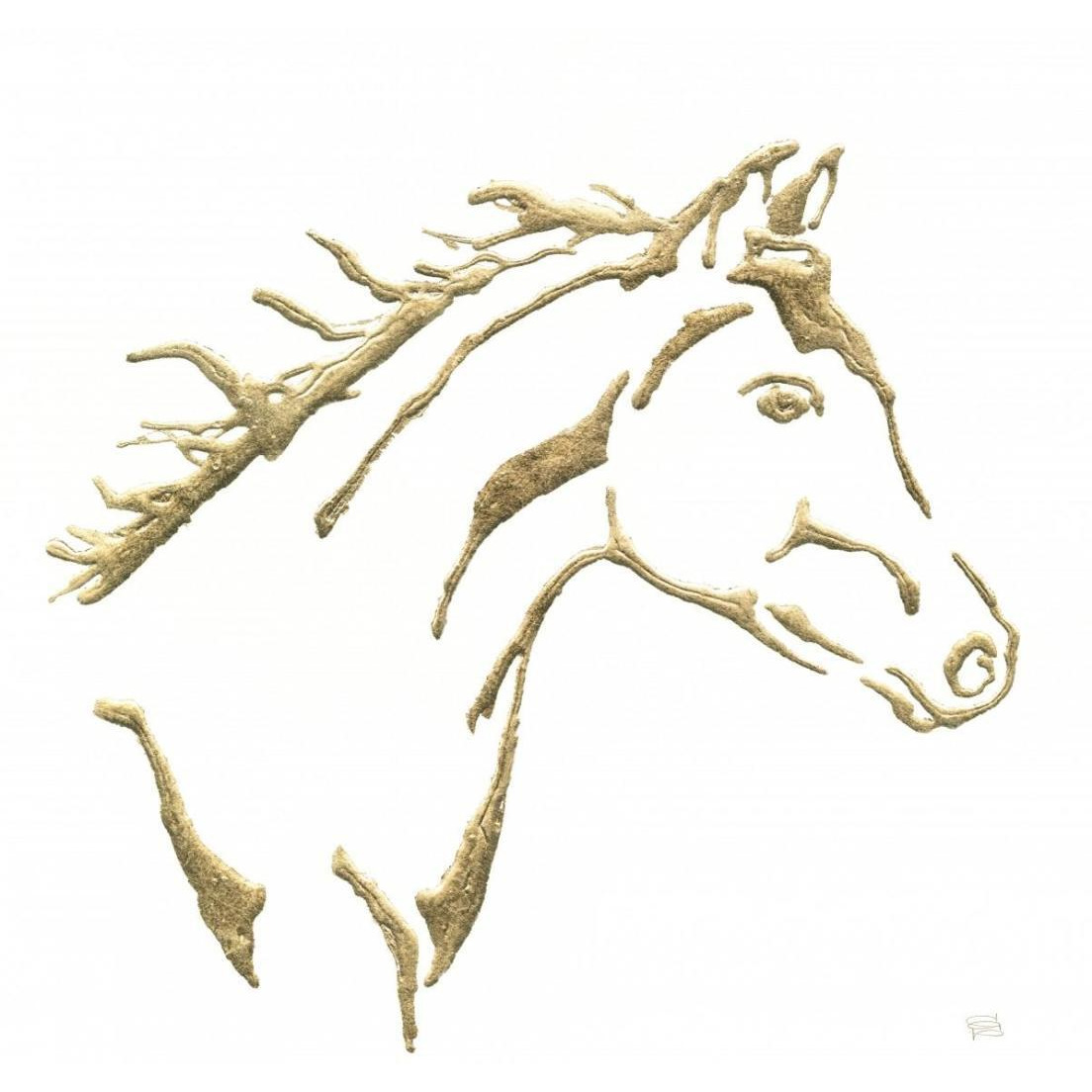 Gilded Filly on White -Paper Art-26&quotx26"
