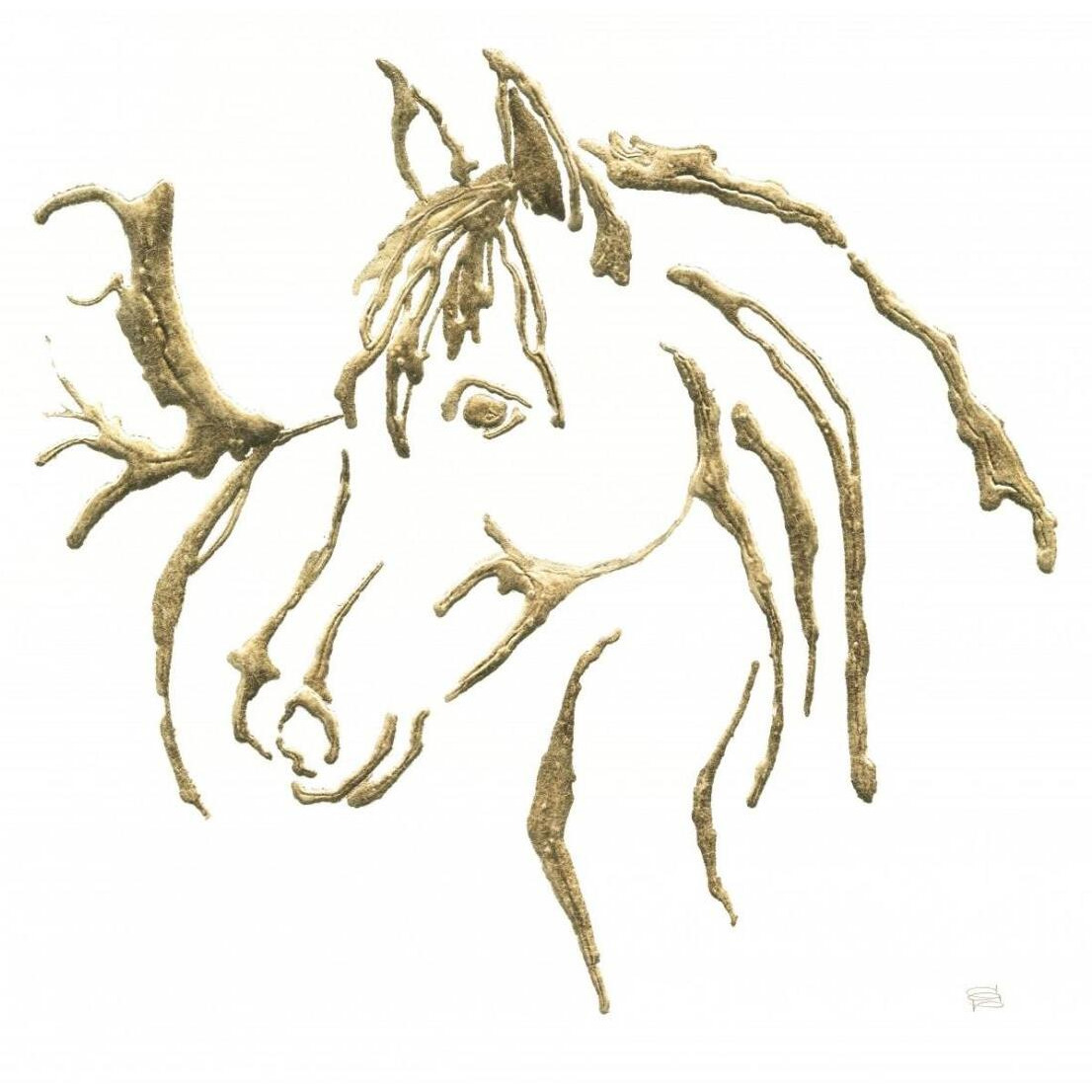 Gilded Mare on White -Paper Art-26&quotx26"