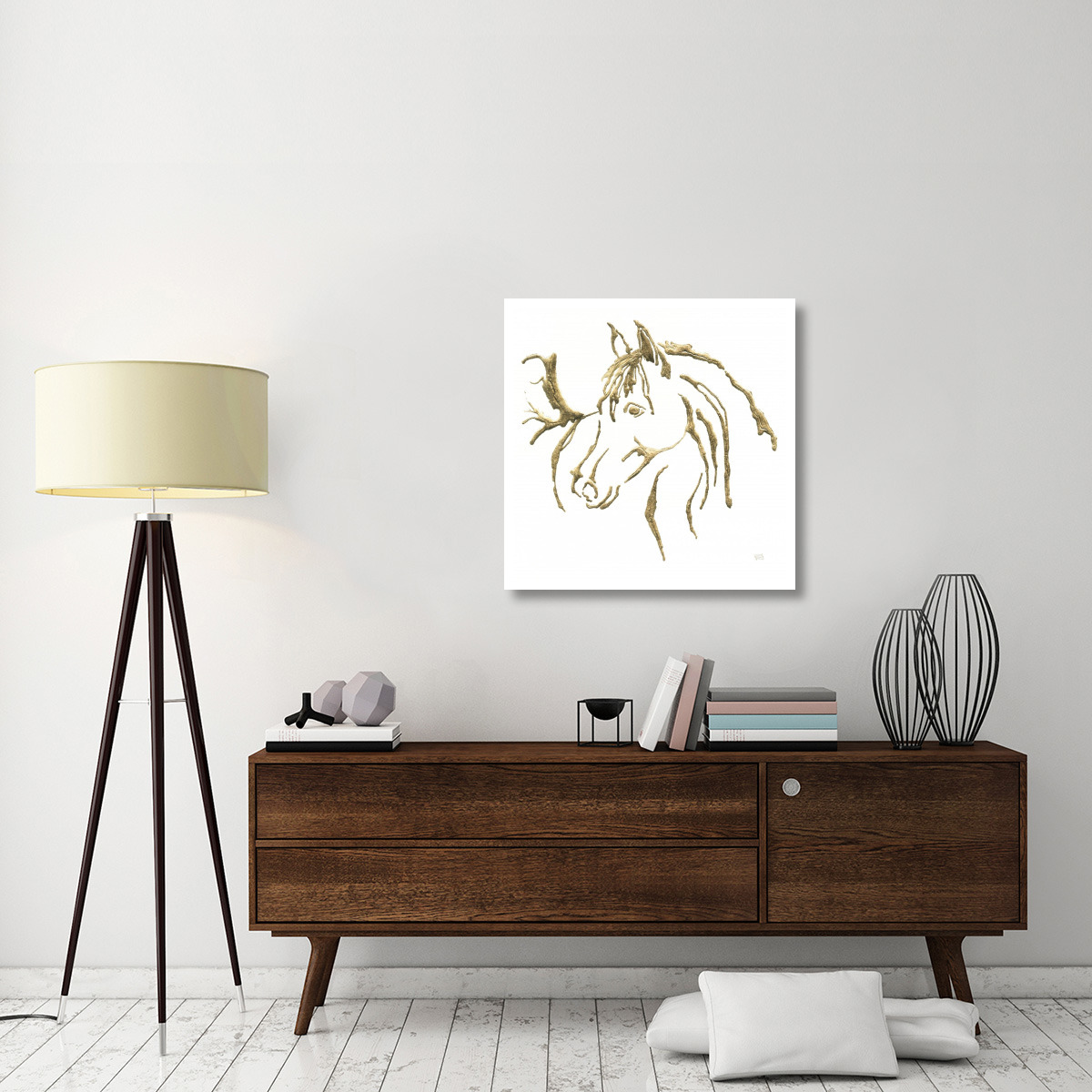 Gilded Mare on White -Paper Art-32&quotx32"