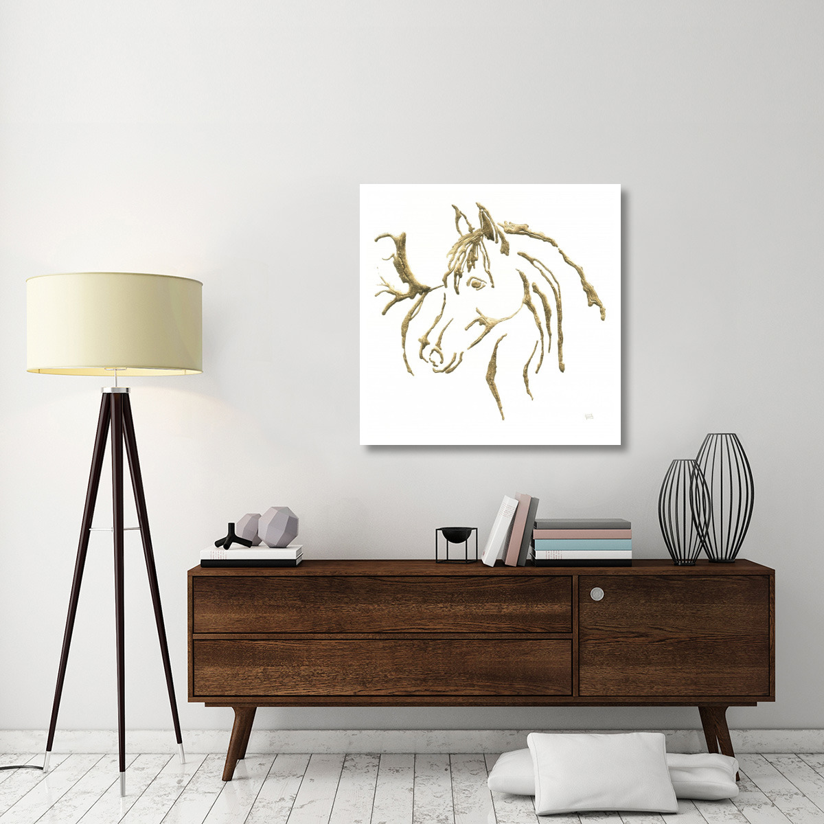 Gilded Mare on White -Paper Art-38&quotx38"