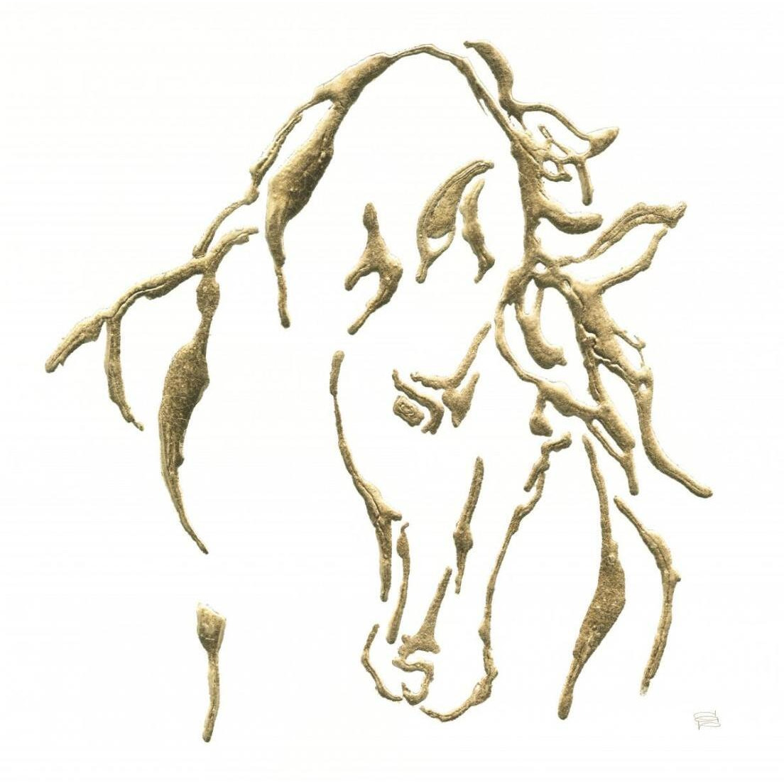 Gilded Stallion on White -Paper Art-26&quotx26"