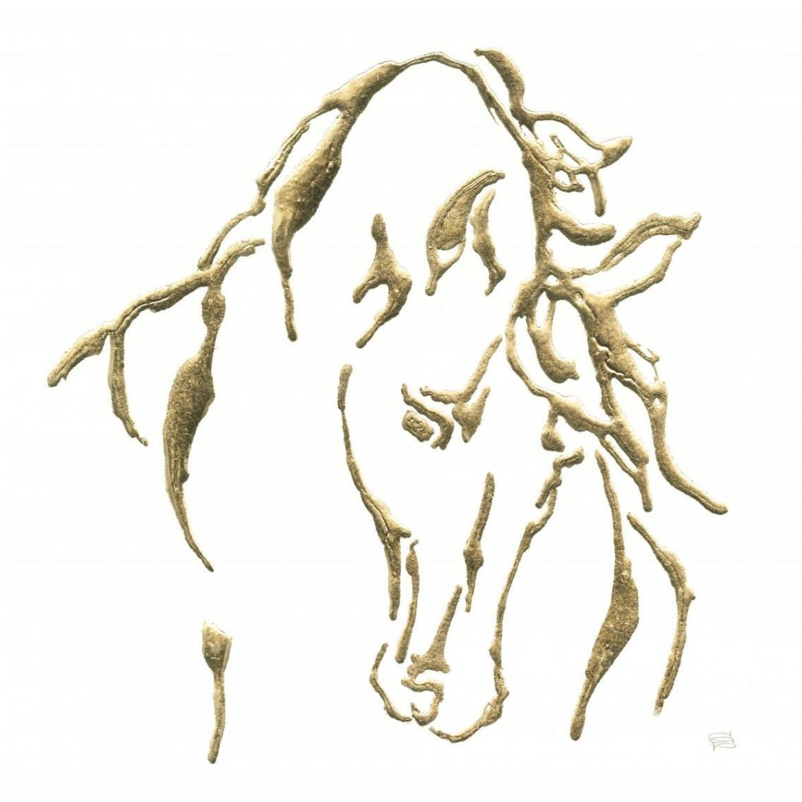 Gilded Stallion on White -Paper Art-38&quotx38"
