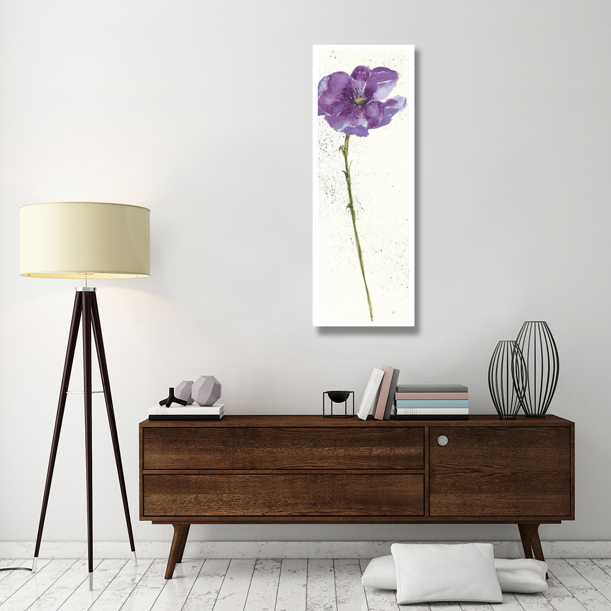 Mint Poppies I in Purple Crop -Paper Art-20&quotx56"