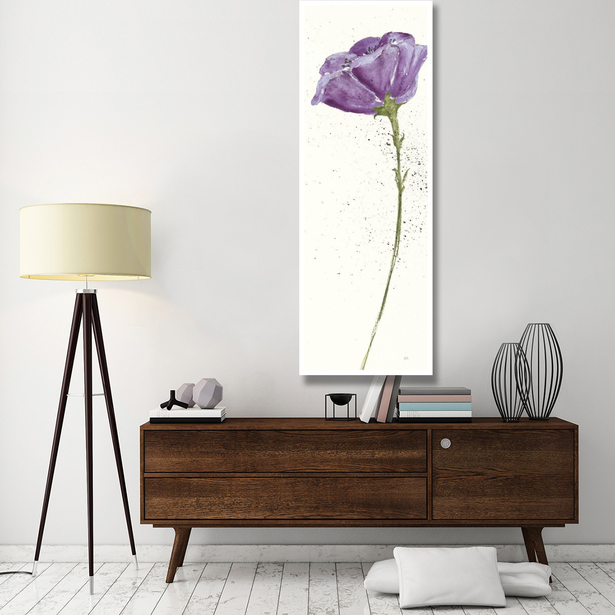 Mint Poppies II in Purple Crop -Paper Art-26&quotx74"