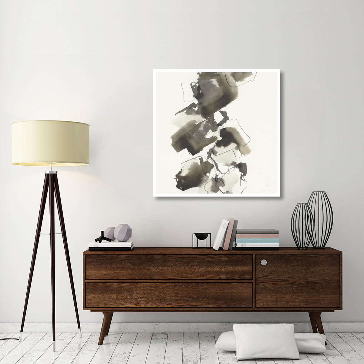 Stacked II Greige -Paper Art-42&quotx42"