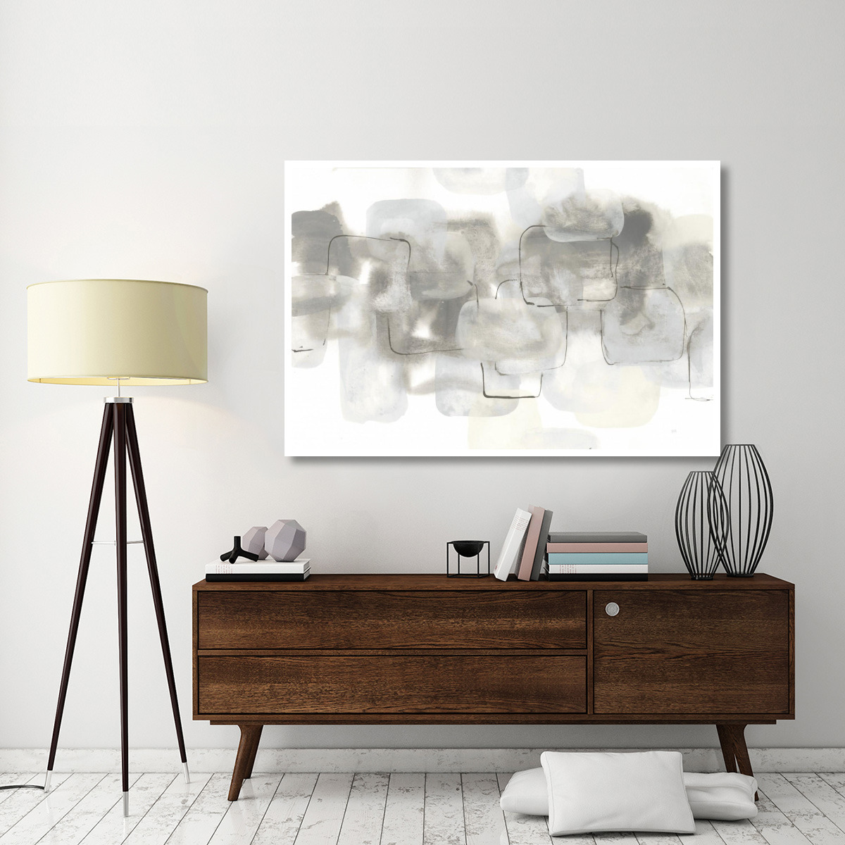 Neutral Stacking III White -Paper Art-62&quotx42"