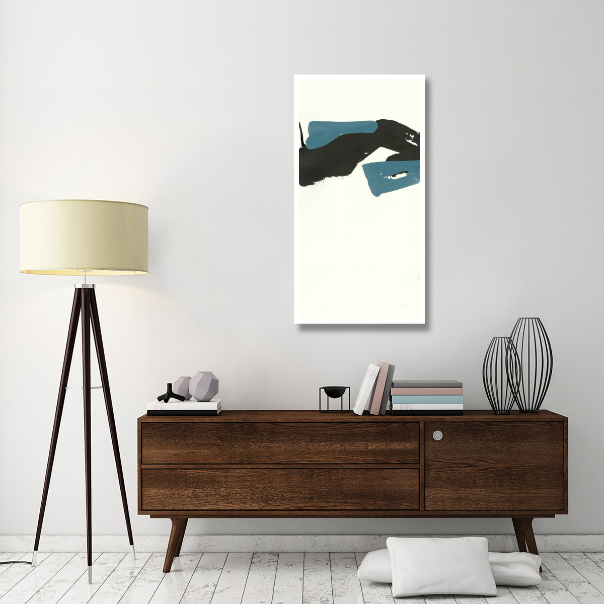 Minimal Panel I Teal -Paper Art-26&quotx50"
