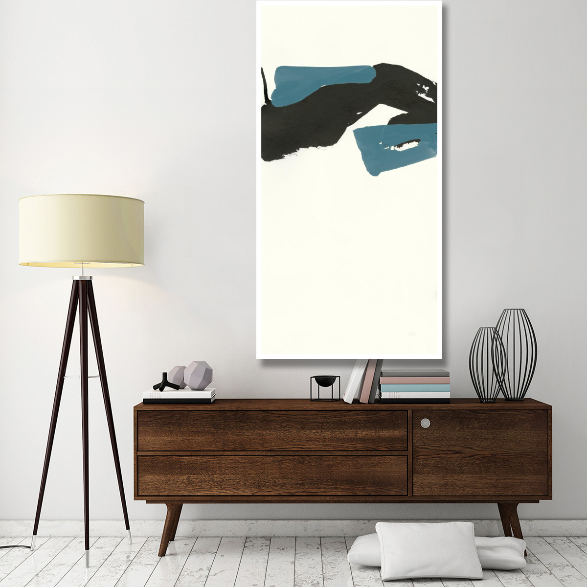 Minimal Panel I Teal -Paper Art-38&quotx74"