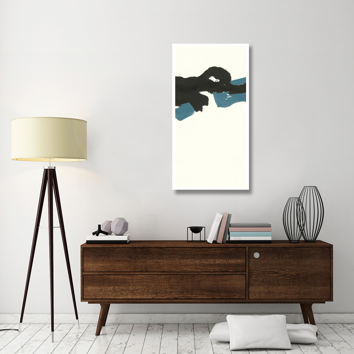 Minimal Panel II Teal -Paper Art-26&quotx50"