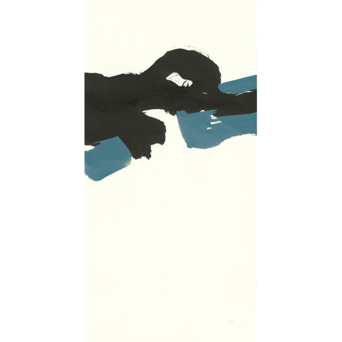 Minimal Panel II Teal -Paper Art-38&quotx74"