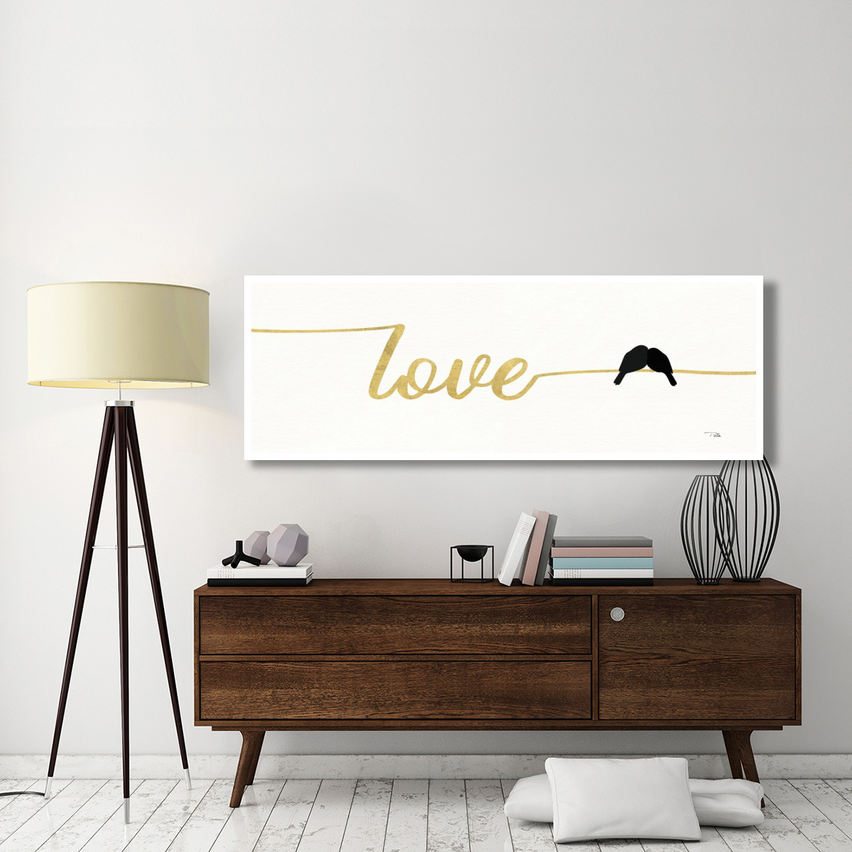 Birds on Words I Gold -Paper Art-74&quotx26"