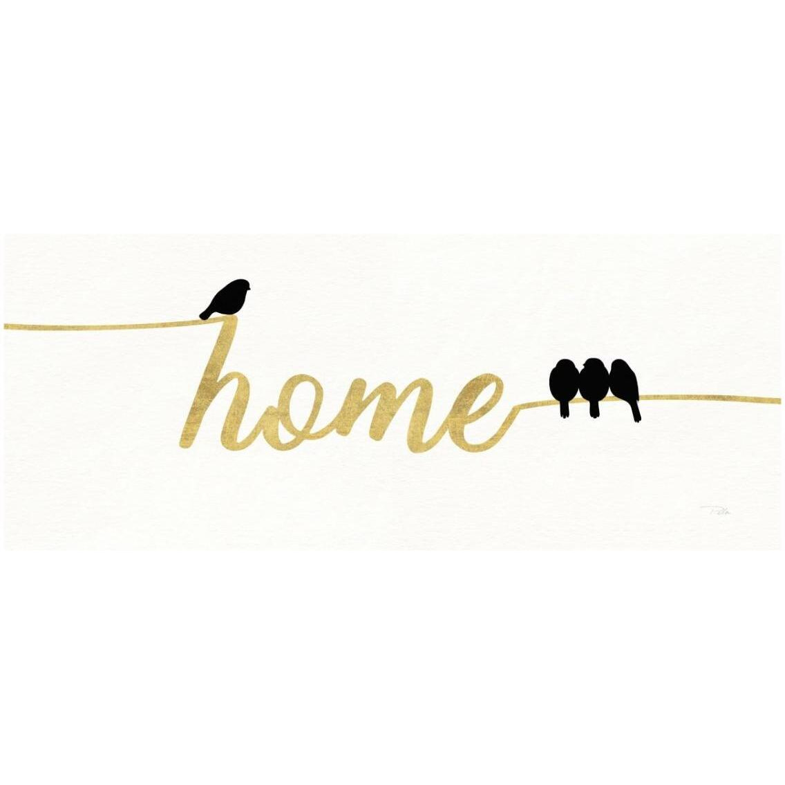 Birds on Words II Gold -Paper Art-32&quotx14"
