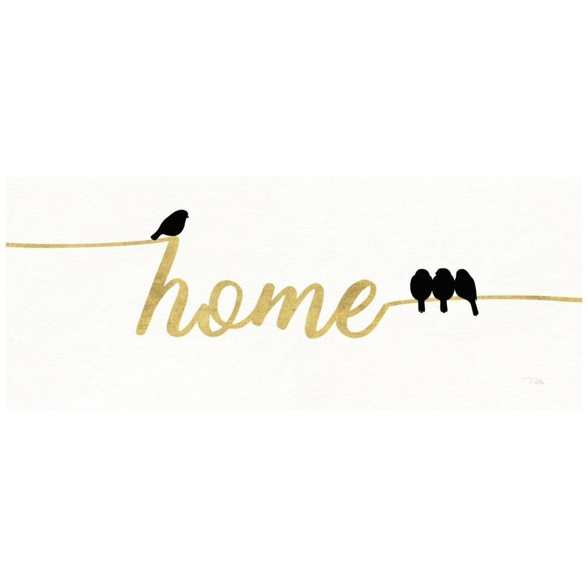 Birds on Words II Gold -Paper Art-42&quotx18"
