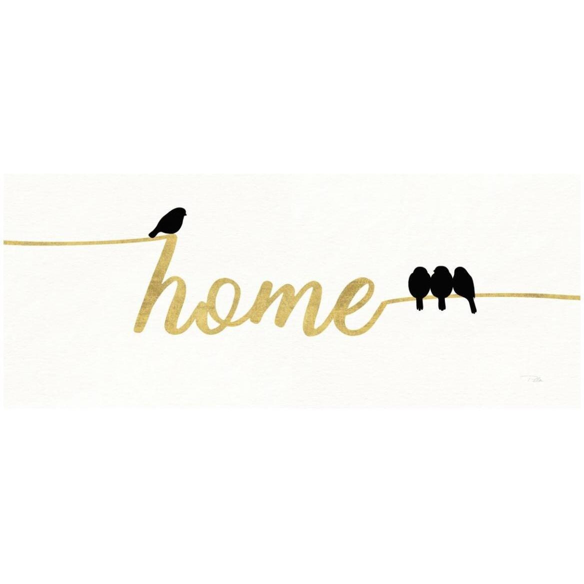 Birds on Words II Gold -Paper Art-52&quotx22"
