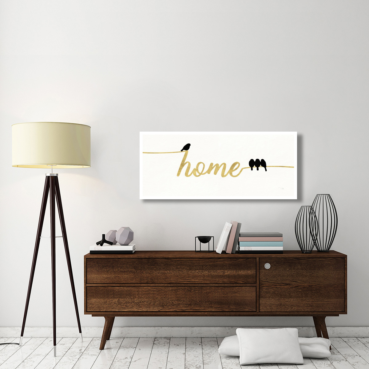 Birds on Words II Gold -Paper Art-52&quotx22"