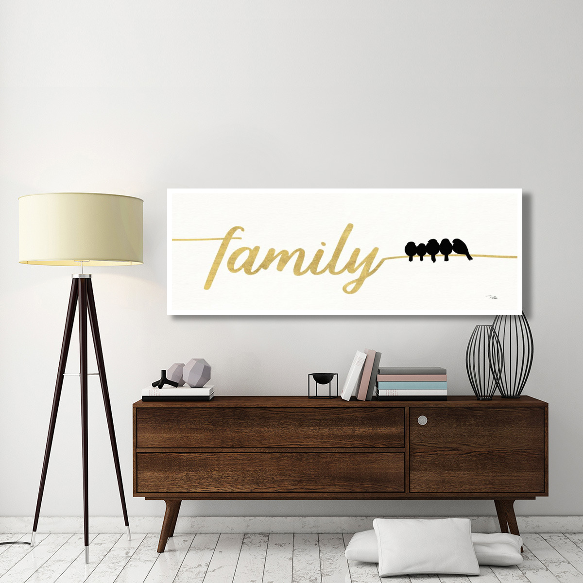 Birds on Words IV Gold -Paper Art-74&quotx26"