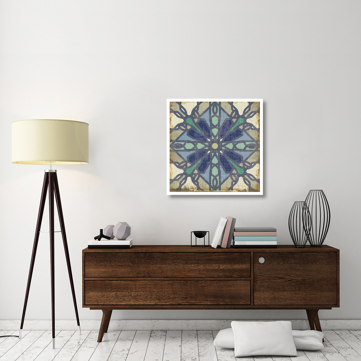 Santorini Tile IV -Paper Art-32&quotx32"