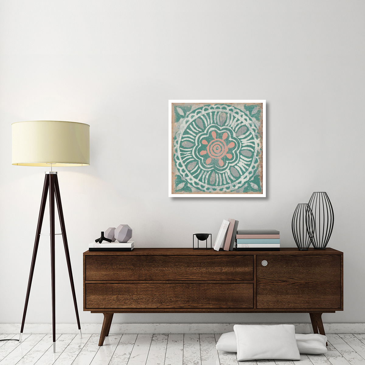 Ocean Tale Tile VI Coral -Paper Art-32&quotx32"